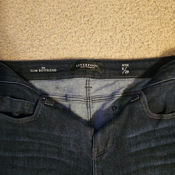 Liverpool Marley Girlfriend Roll Cuff Stretch Jeans, Blue -Size 8P - Picture 4 of 4